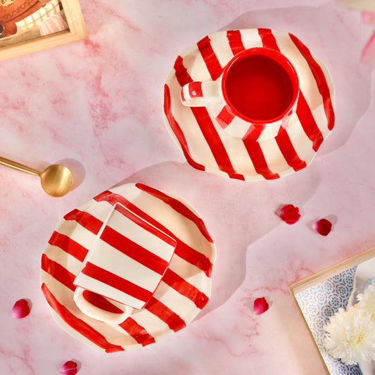 Red Zen Stripes Snack Set - 4 pieces