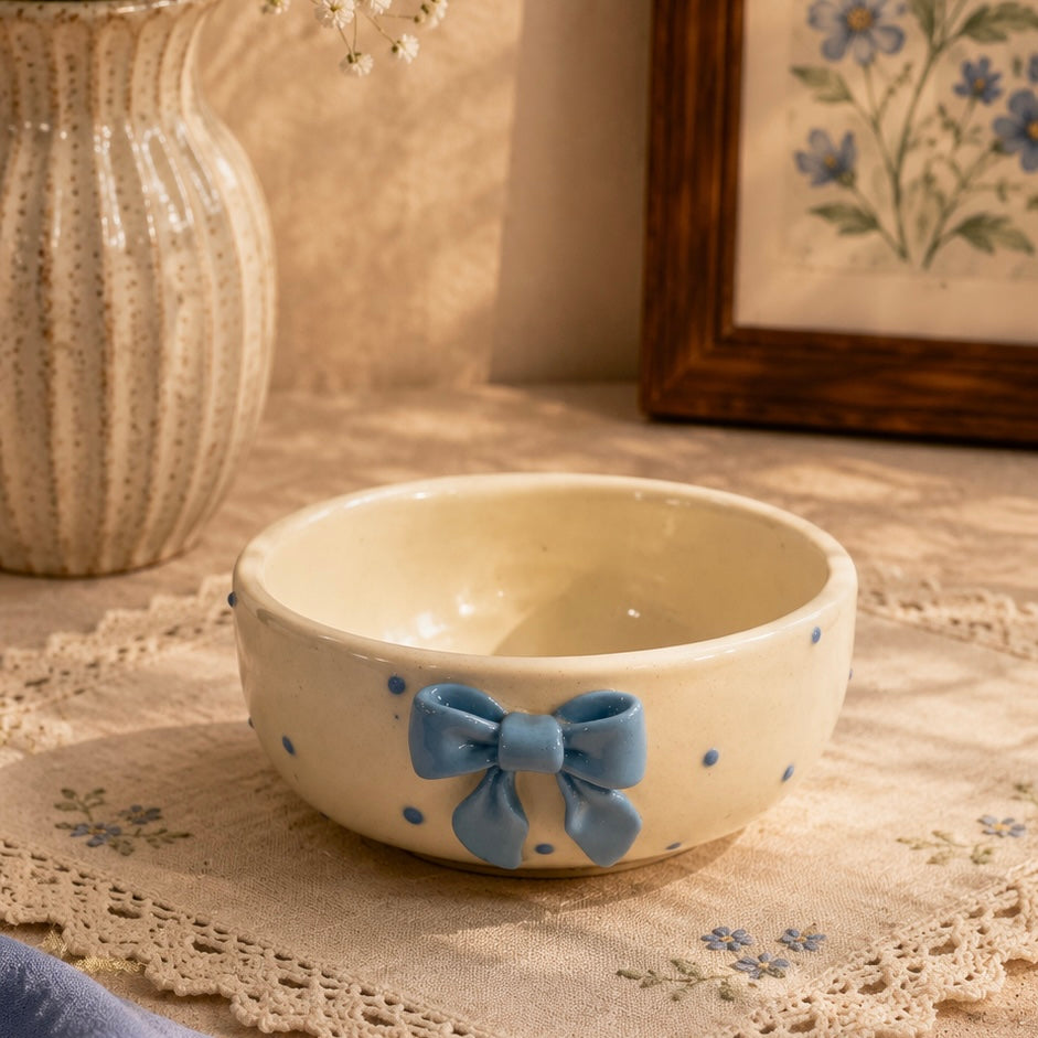 Blue Bow Polka All Purpose Bowl
