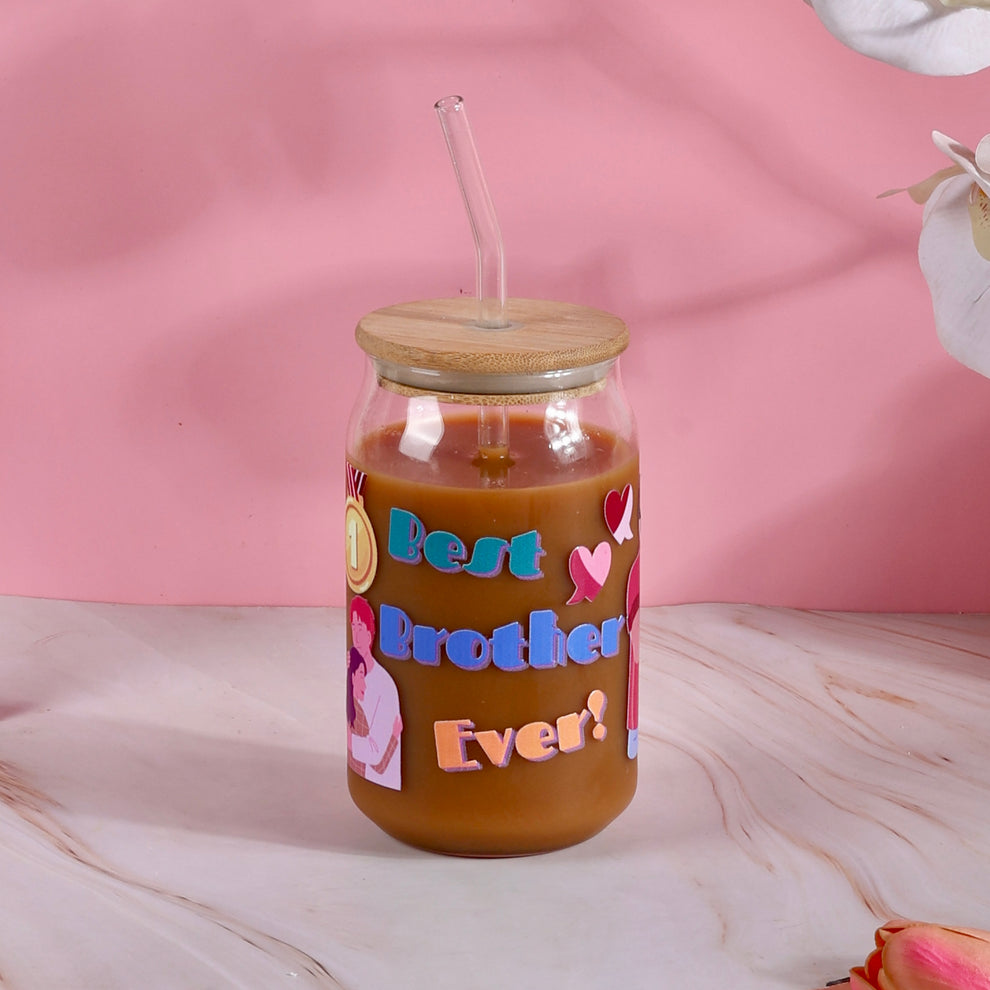 Best Brother Ever Ophelia Glass Sipper - with UV DTF sticker ...