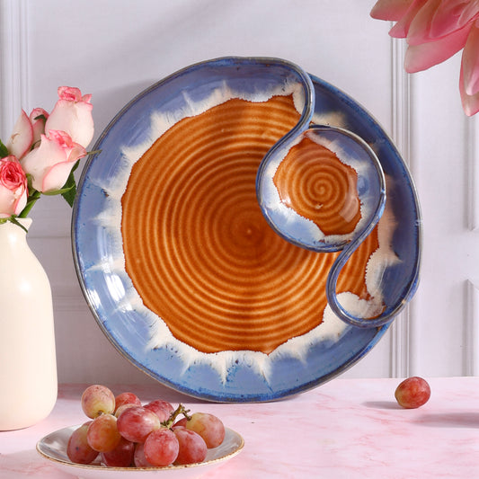 Priscilla Studio Pottery Chip and Dip Platter Large