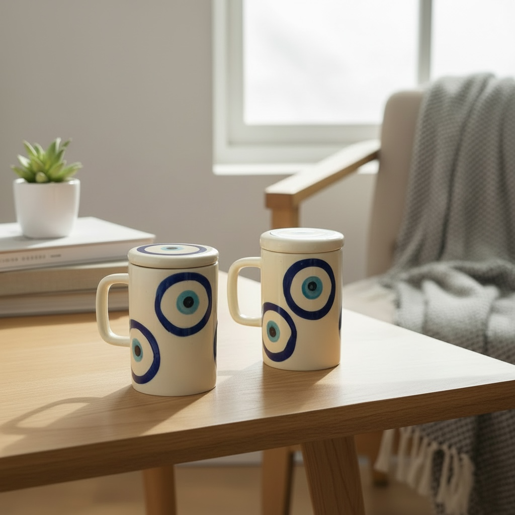 Evil Eye Mug with Lid - Pack of 2
