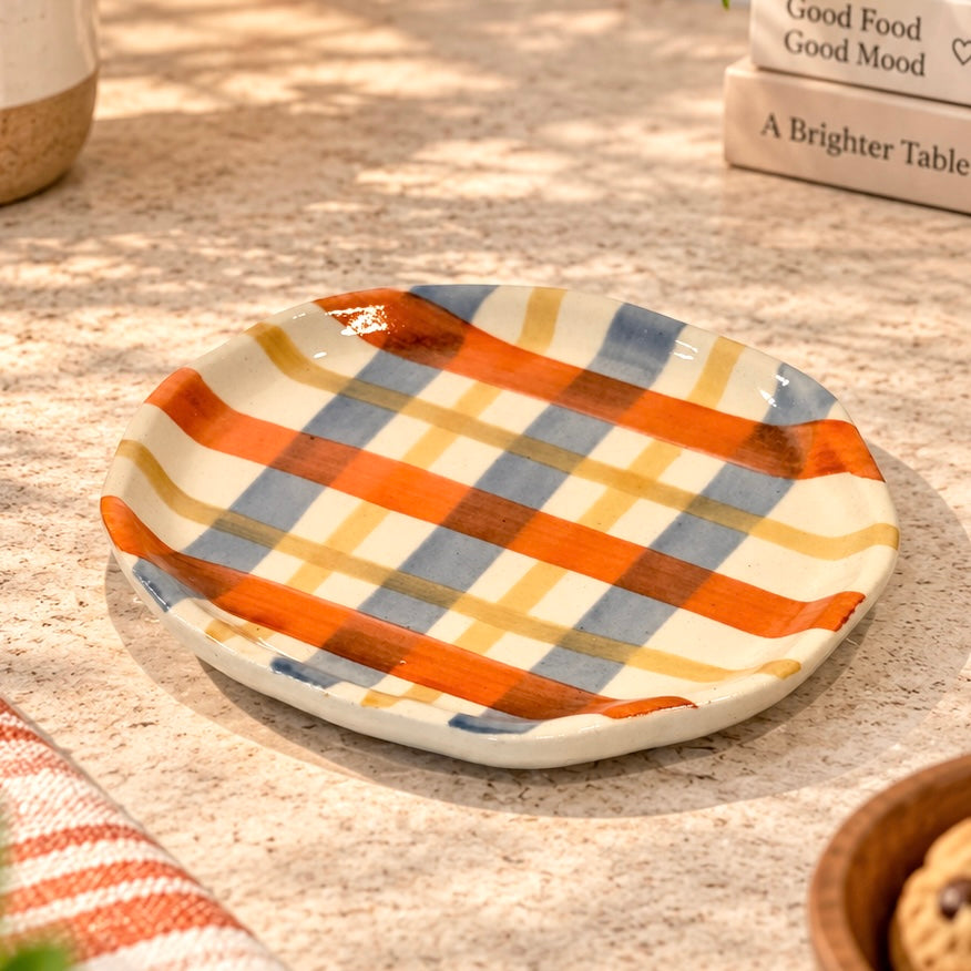 Vibrant Checks Snack Plate - Pack of one