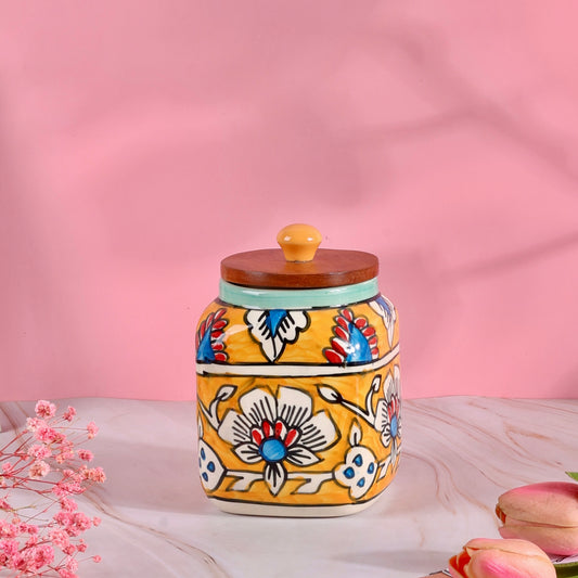 Handpainted Airtight Ceramic Jar - Pack of one