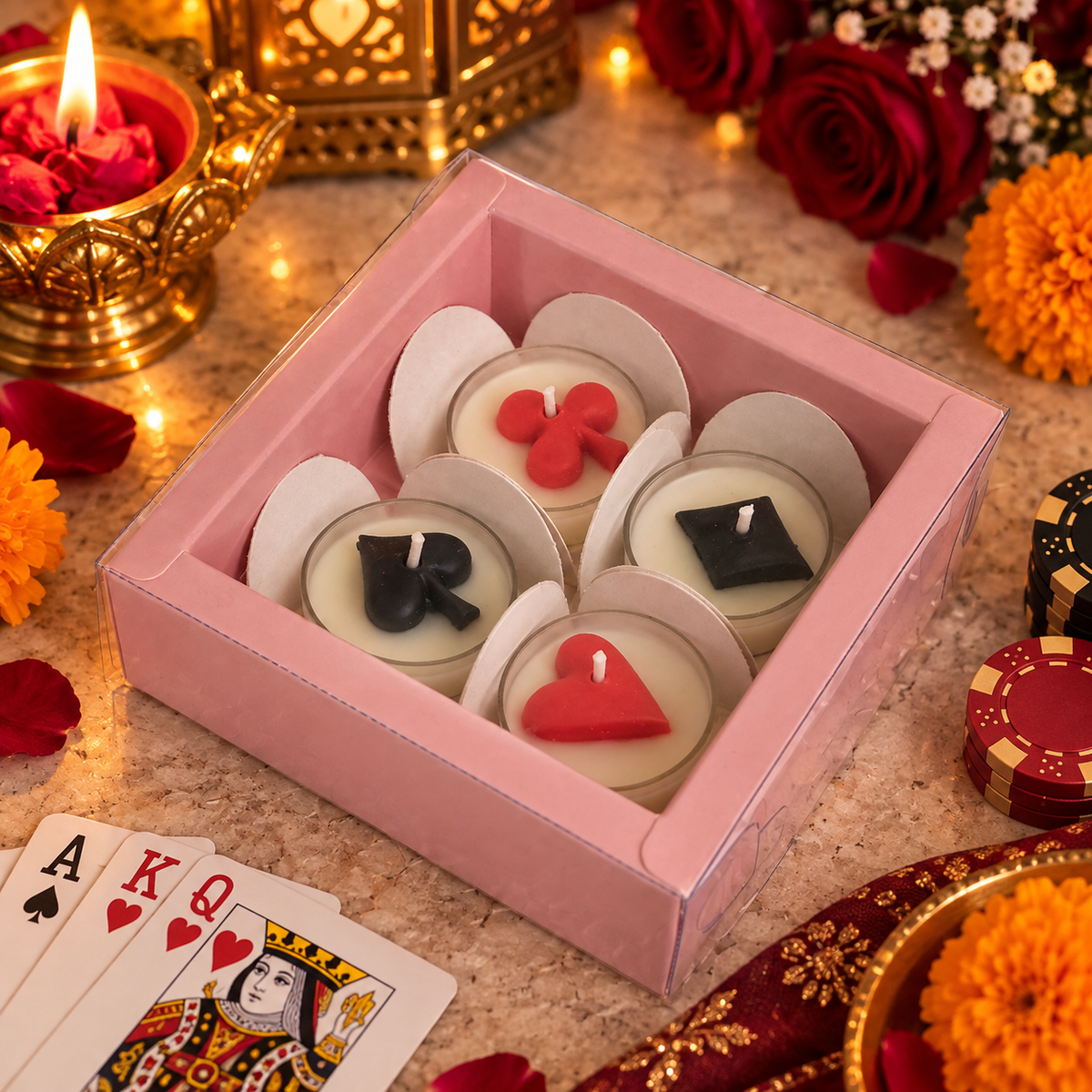 Rose Scented Taash soy wax tealight candles - Set of 4