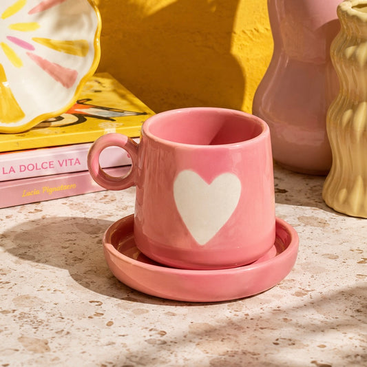 Eternal Heart Duo Mug and Snack Plate - Pink