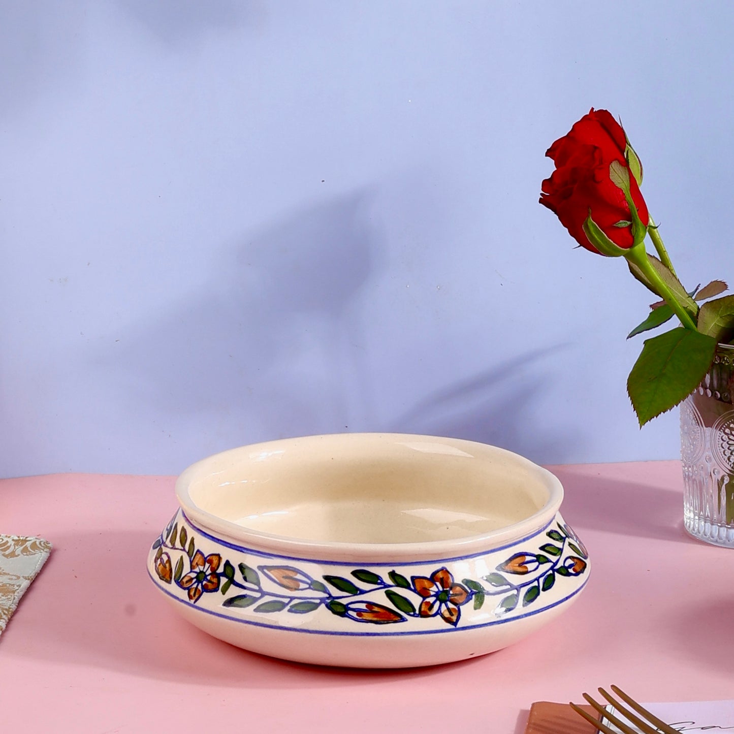 Floral Handpainted Large Handi Bowl