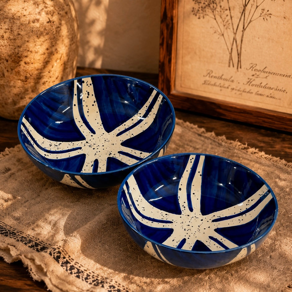 Blue Batik Pinwheel Shallow All Pupose Bowl - Pack of one