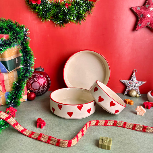 Eternal Heart 3 Piece Nesting Flat Bowl Set