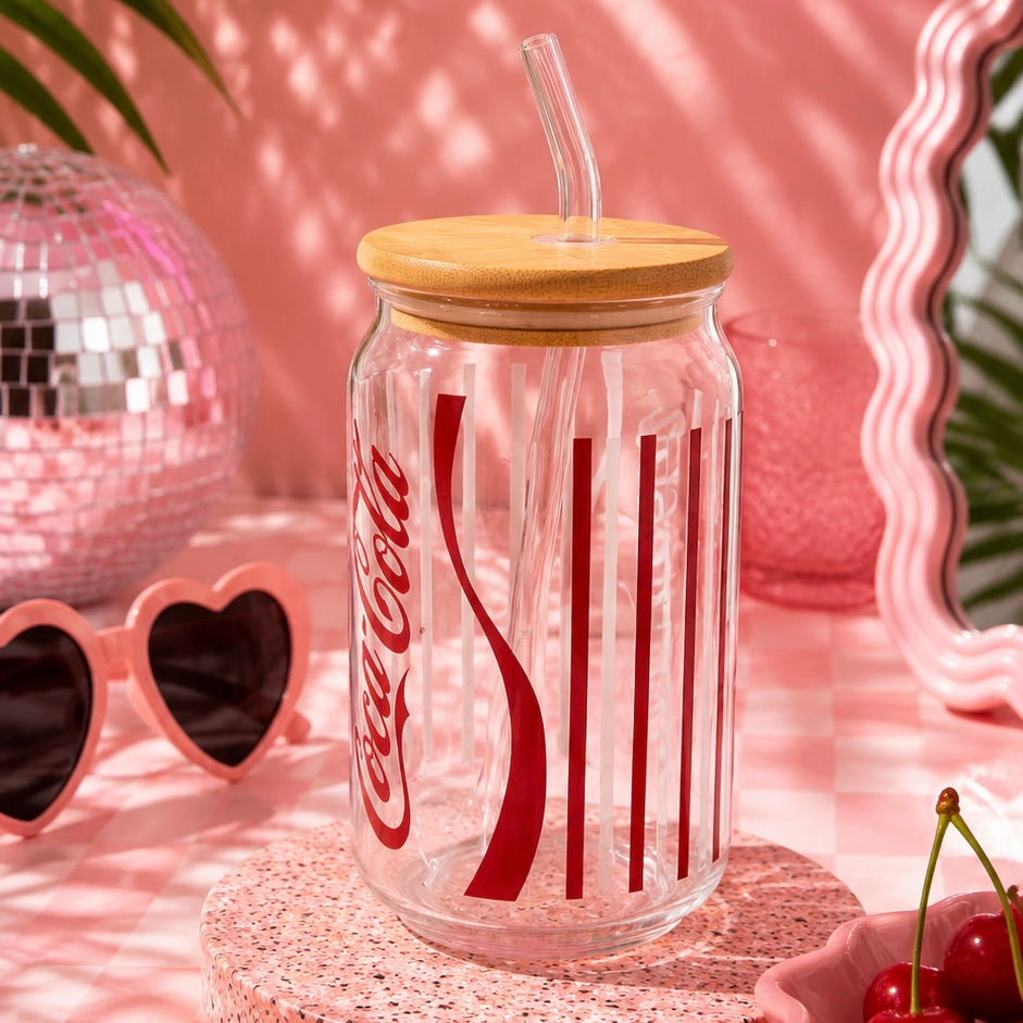 Coke Series Ophelia Glass Sipper - with UV DTF sticker