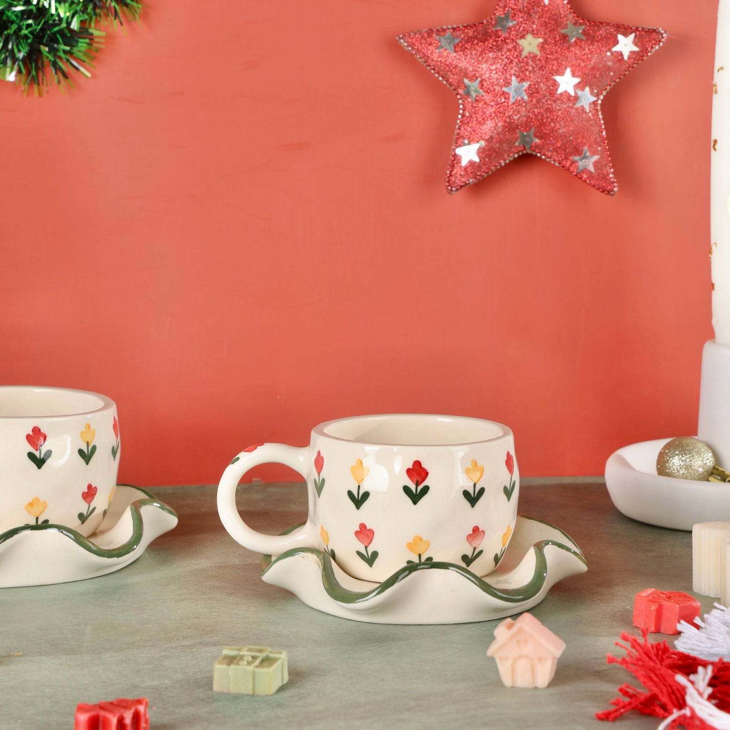 Tulip Blooming Garden Cup and Saucer - Pack of one