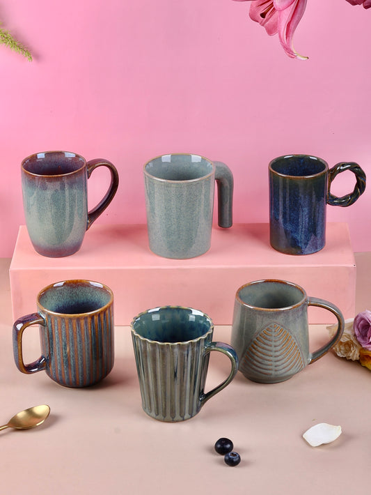 Set of 6 Statement Earthy Mugs