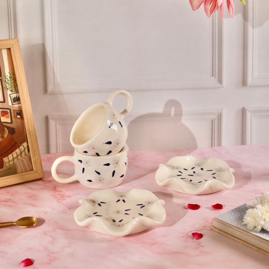 Daisy Blooming Garden - Pack of 1 cup and 1 Saucer