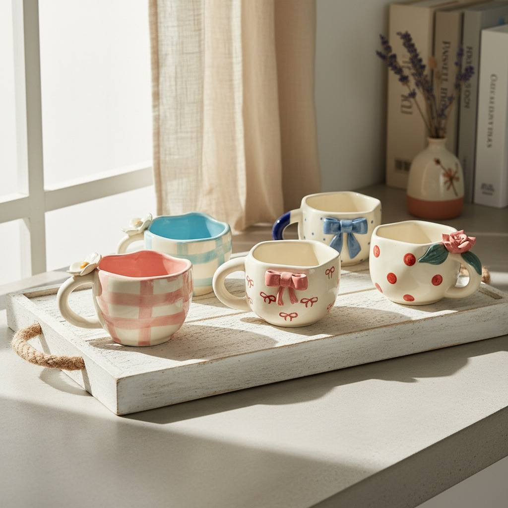 Bow and Bloom Mug Set of 5