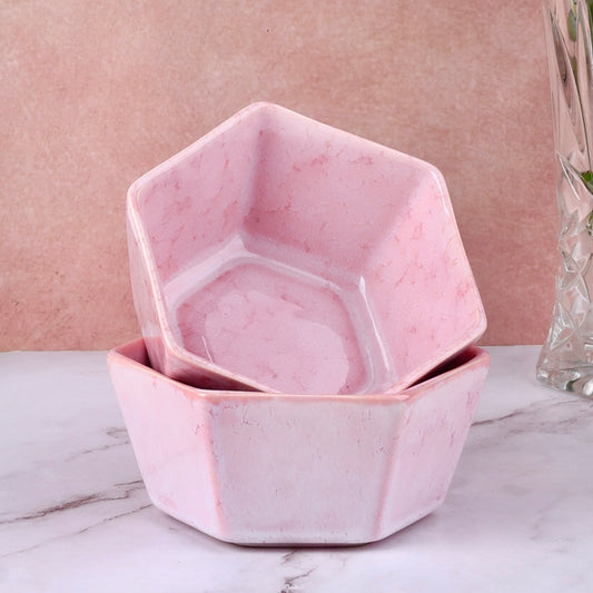 Pink Shaded Hexagon Snack Bowl - Set of 2