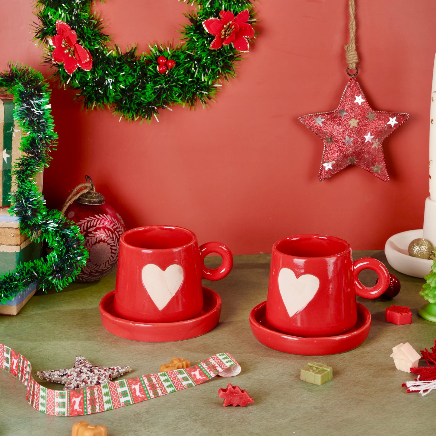 Eternal Heart Duo Mug and Snack Plate - Red - Minor Imperfections