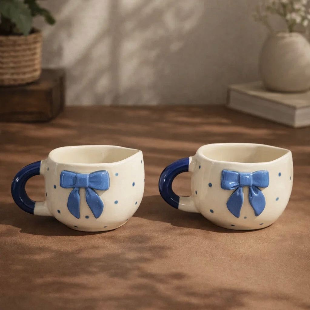 Pixie Blue 4D Bow Mugs - Set of 2