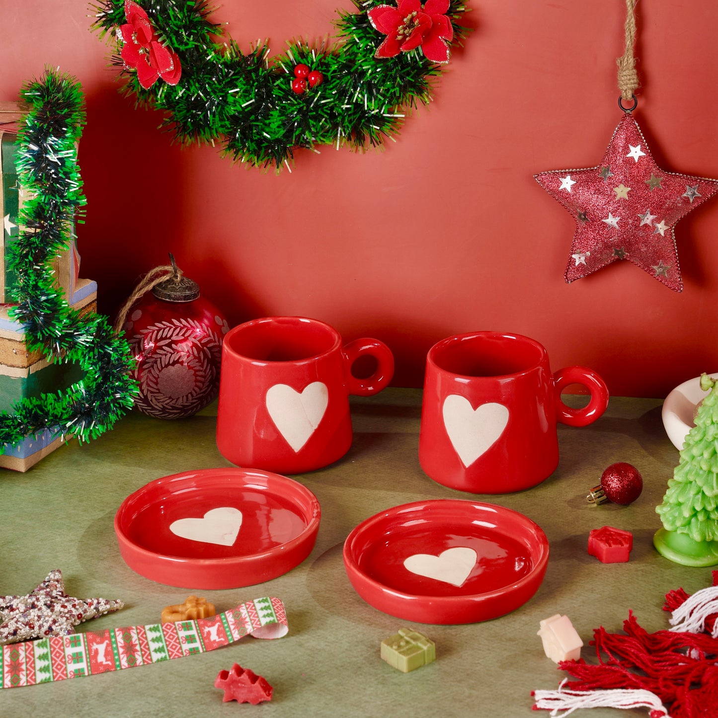 Eternal Heart Duo Mug and Snack Plate - Red - Minor Imperfections