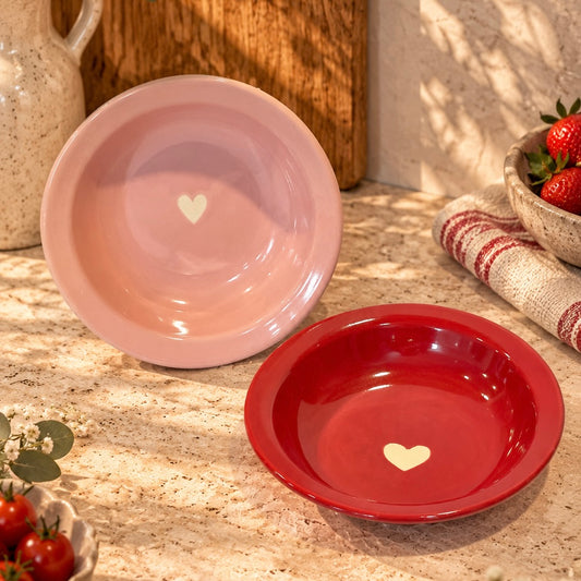 Red and Pink Eternal Heart Pasta Plates - Pack of two
