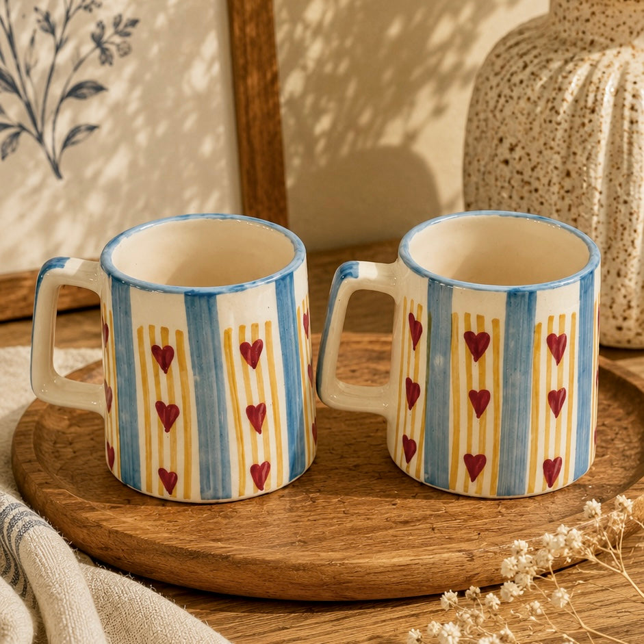 Sweetheart Stripe Mugs - Set of 2