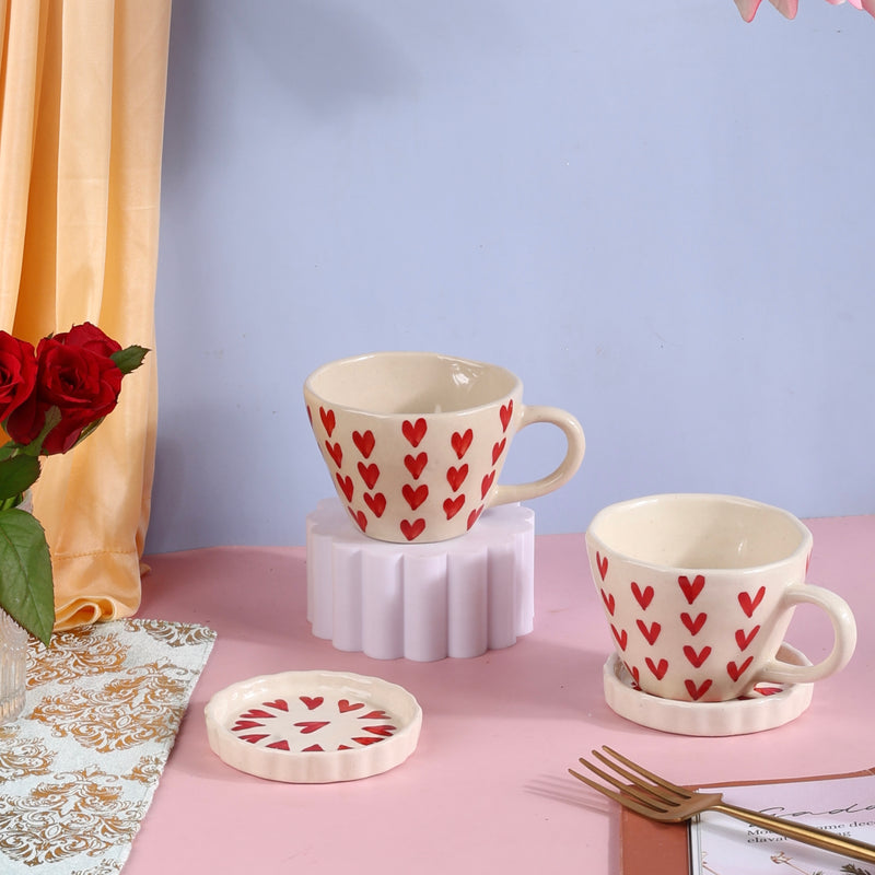 Beating Heart Duo Cup and Coaster Set - Pack of 2 each