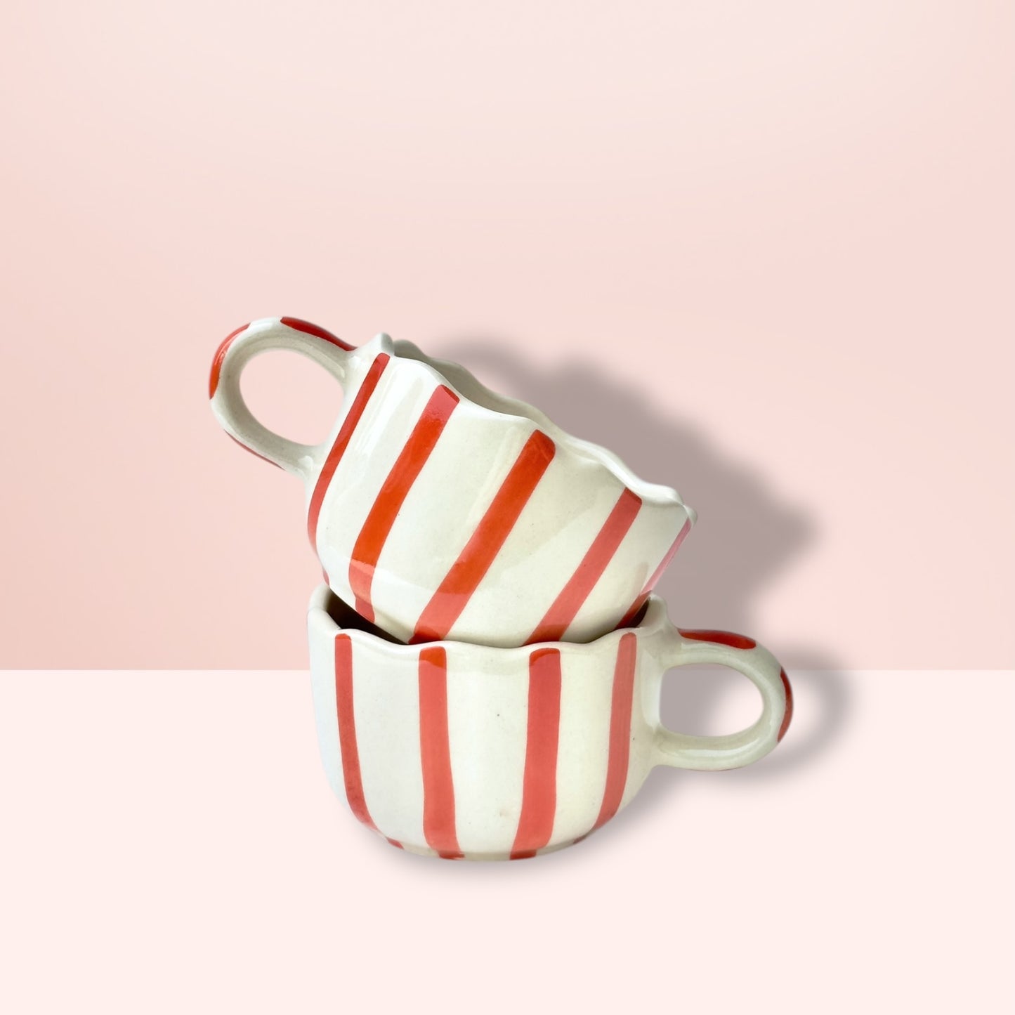 Orange Whimsical Stripes Mug - Set of 2