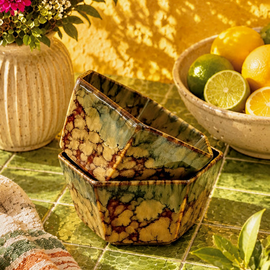 Hazel Studio Pottery Hexagon Snack Bowl - Set of 2