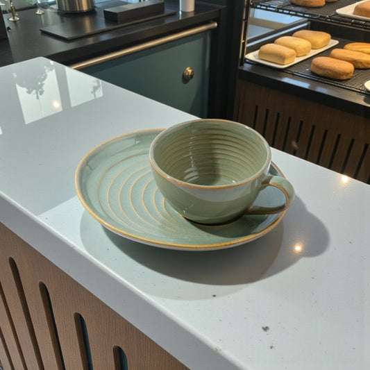 Medusa Glossy Cafe Style Cup and Saucer