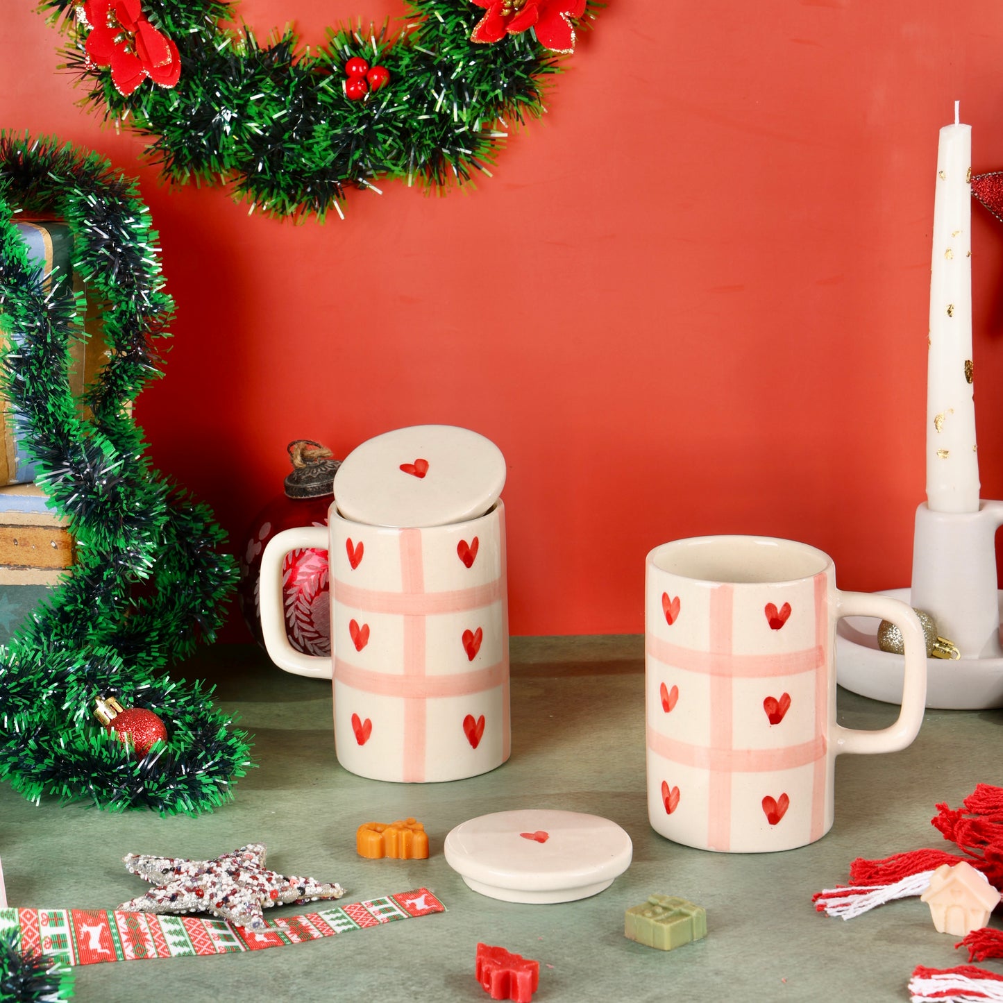 Beating Heart Mug with Lid - Pack of two