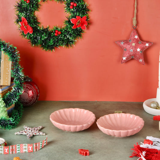 Pink Gigi Scalloped Shallow Bowls