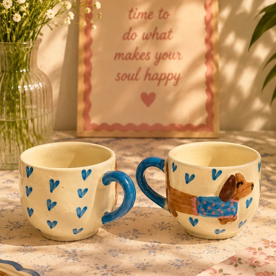 Doggo Sweater Heart Mugs - Set of 2