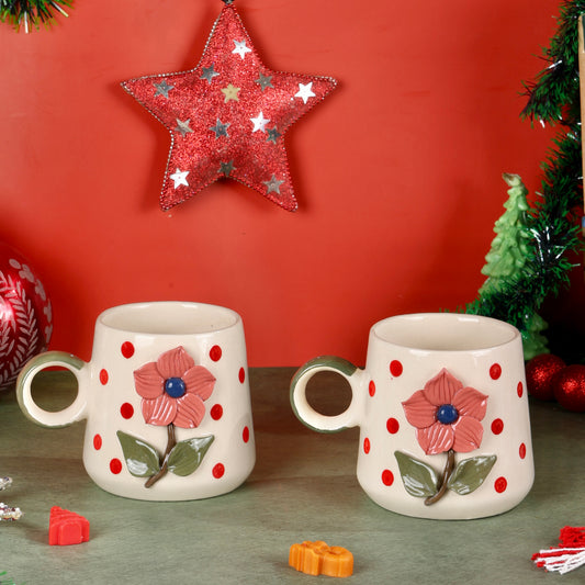 Camellia Polka Flower Mug - Set of 2