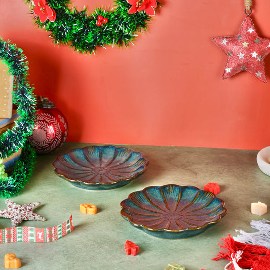 Vera Blue Studio Pottery Scalloped Plate or Trinket Dish