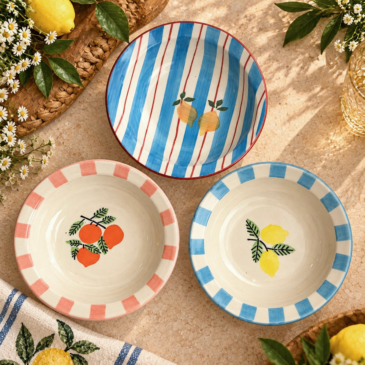 Set of 3 Mediterranean Pasta Plates