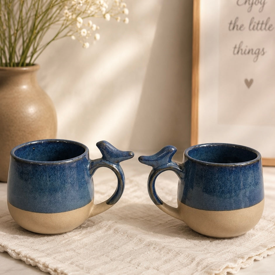 Blue Terra Bird Mugs - Pack of 2