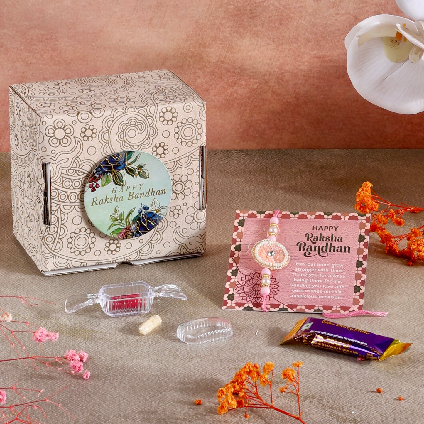 Mini Rakhi Gift Hamper - Celestial Charm for Brother