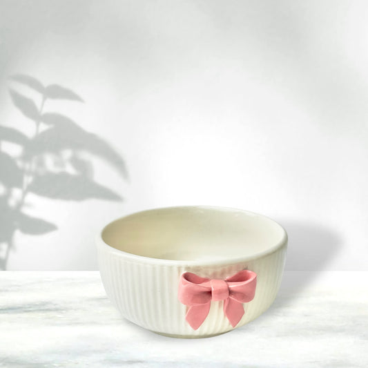 Pink Bow Fluted All Purpose Bowl