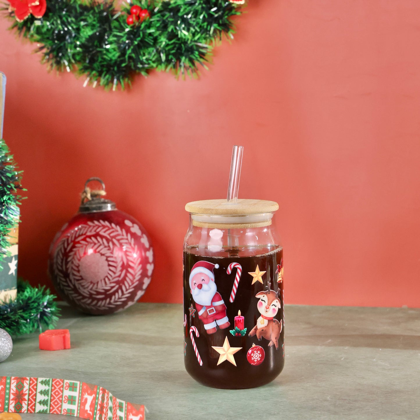 Dashing Through the Snow Christmas Sipper with UV DTF Sticker