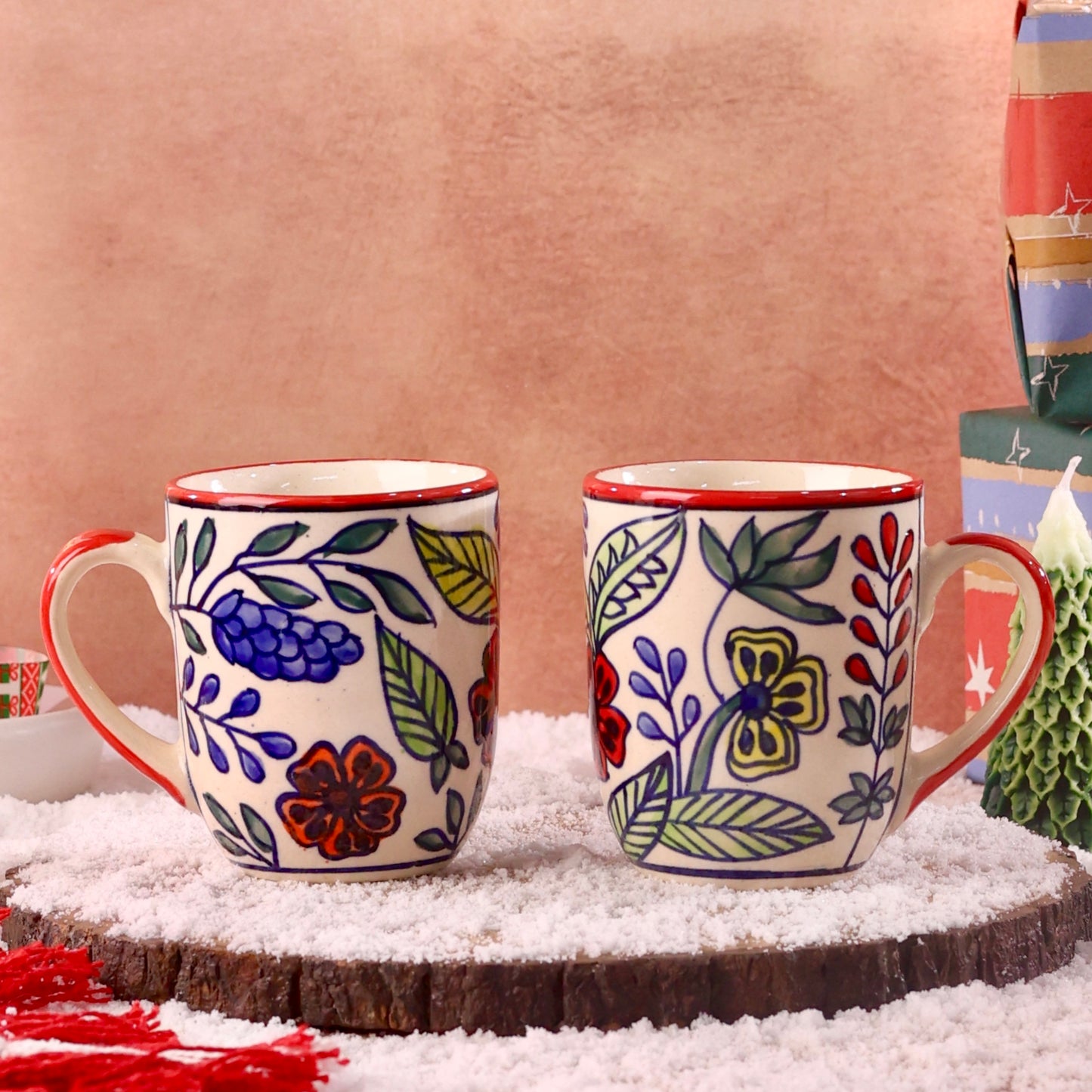 Bloom & Brew Handpainted Mugs - Set of 2