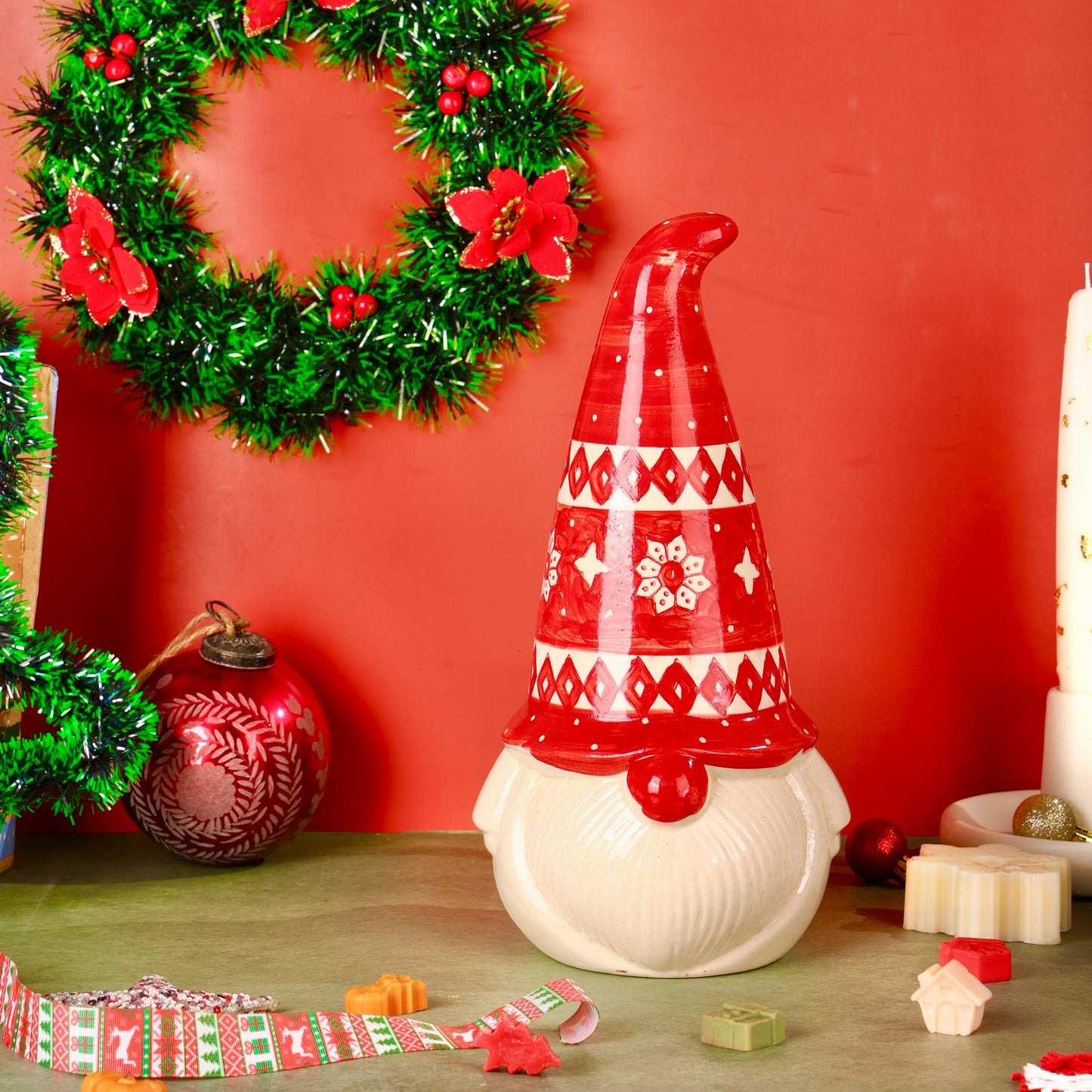 Handpainted Ceramic Santa Decor