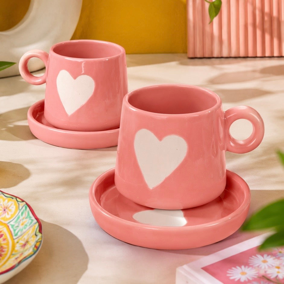 Eternal Heart Duo Mug and Snack Plate - Pink
