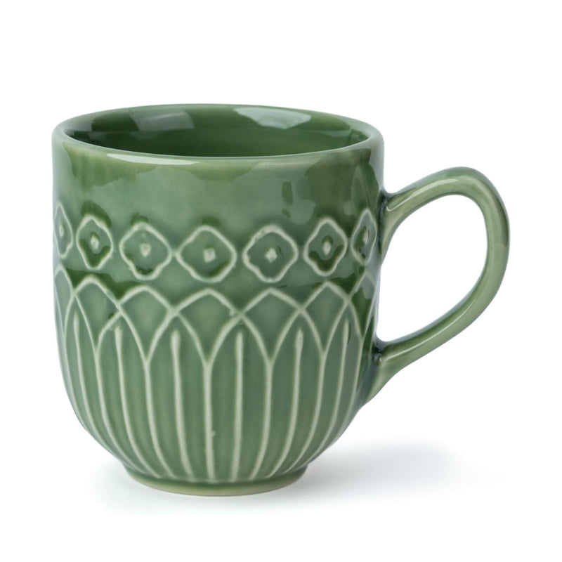 Pine Haven Green Embossed Mug - Set of 2