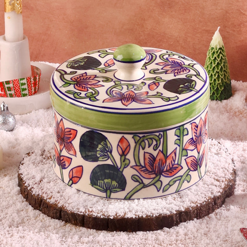 Large Ceramic Handpainted Storage Box