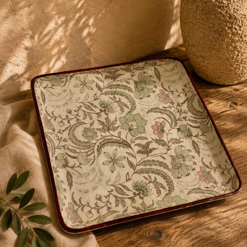 Muted Pastel Phool Bagh Square Platter