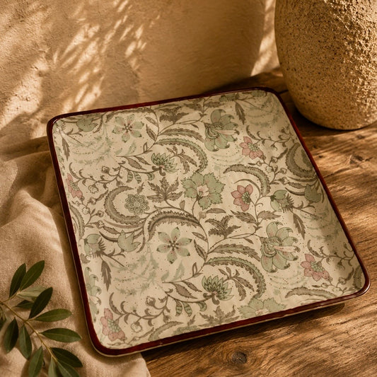 Muted Pastel Phool Bagh Square Platter