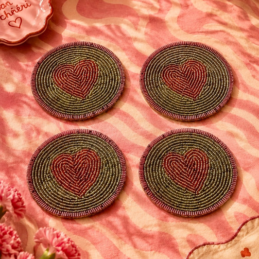 Set of 4 Handmade Beaded Coasters