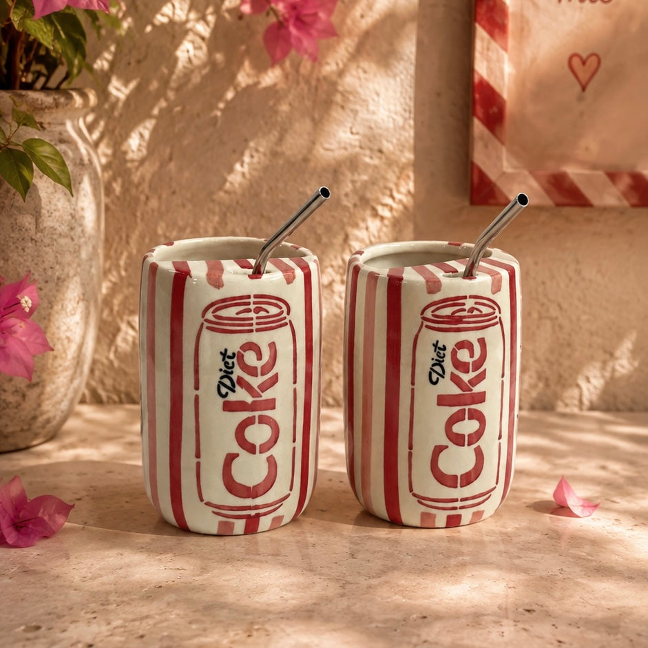 The OG Diet Coke Sippers - with stainless steel straws - Pack of 2 - Dispatch time 3 working days