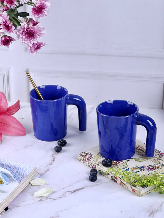 Gripster Mug Earthy Colors, Stylish Handle - Set of 2