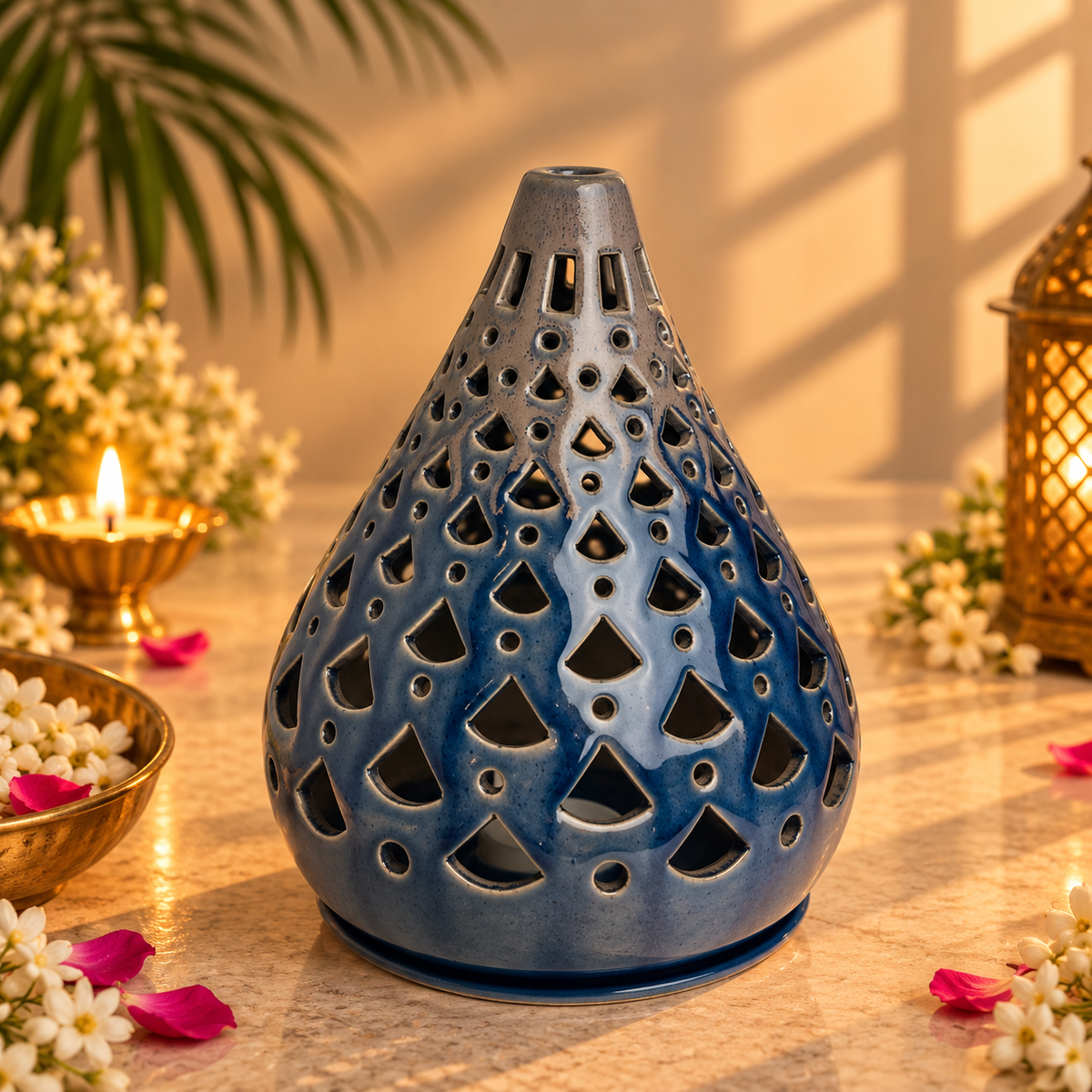 Midnight Mirage Large Cutwork Tea Light Holder