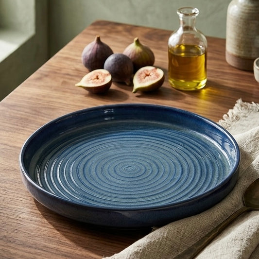 Aranya Blue Deep Sided Platter or Tray