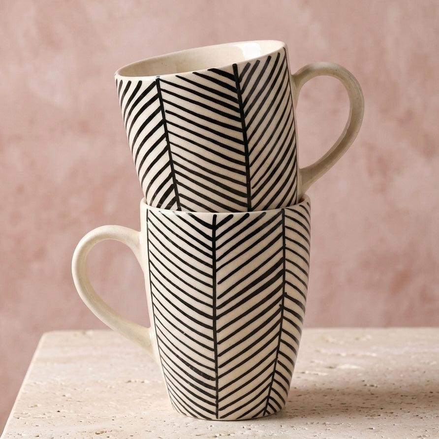 Black and White Chevron Mugs - Pack of 2